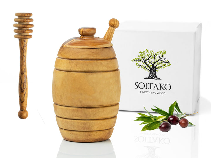 SOLTAKO Olivenholz Honigtopf/Honigbehälter Honey