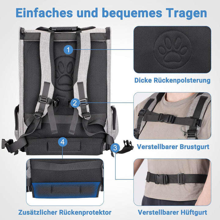 Katzenrucksack Grosse Katzen bis zu 15kg, Hunderucksack bis zu 12kg, Katzen Rucksack Gross für Katze