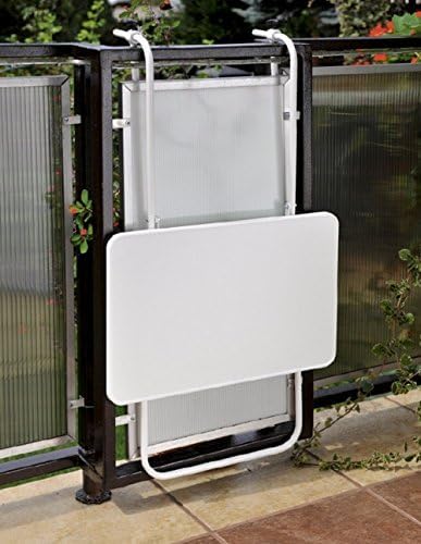Dajar Patio Balkonhängetisch Klappbar40 x 60 cm Balkontisch zum Einhängen Kleintisch weiss