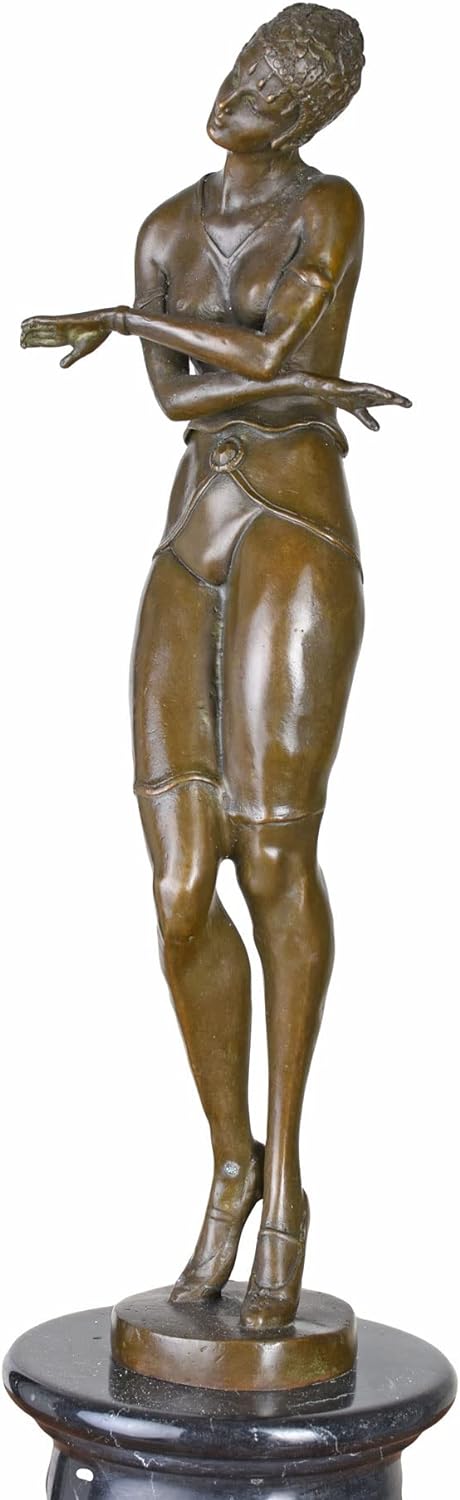 Bronzefigur Art Deco Skulptur Frauenfigur Bronze Frau auf Marmorsockel 50cm Pax012 Palazzo Exklusiv