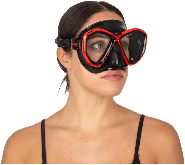Seac Unisex-Adult Symbol Made in Italy Zweiglas-Tauchmaske mit Einer 3D-Schnalle direkt am Maskenkör