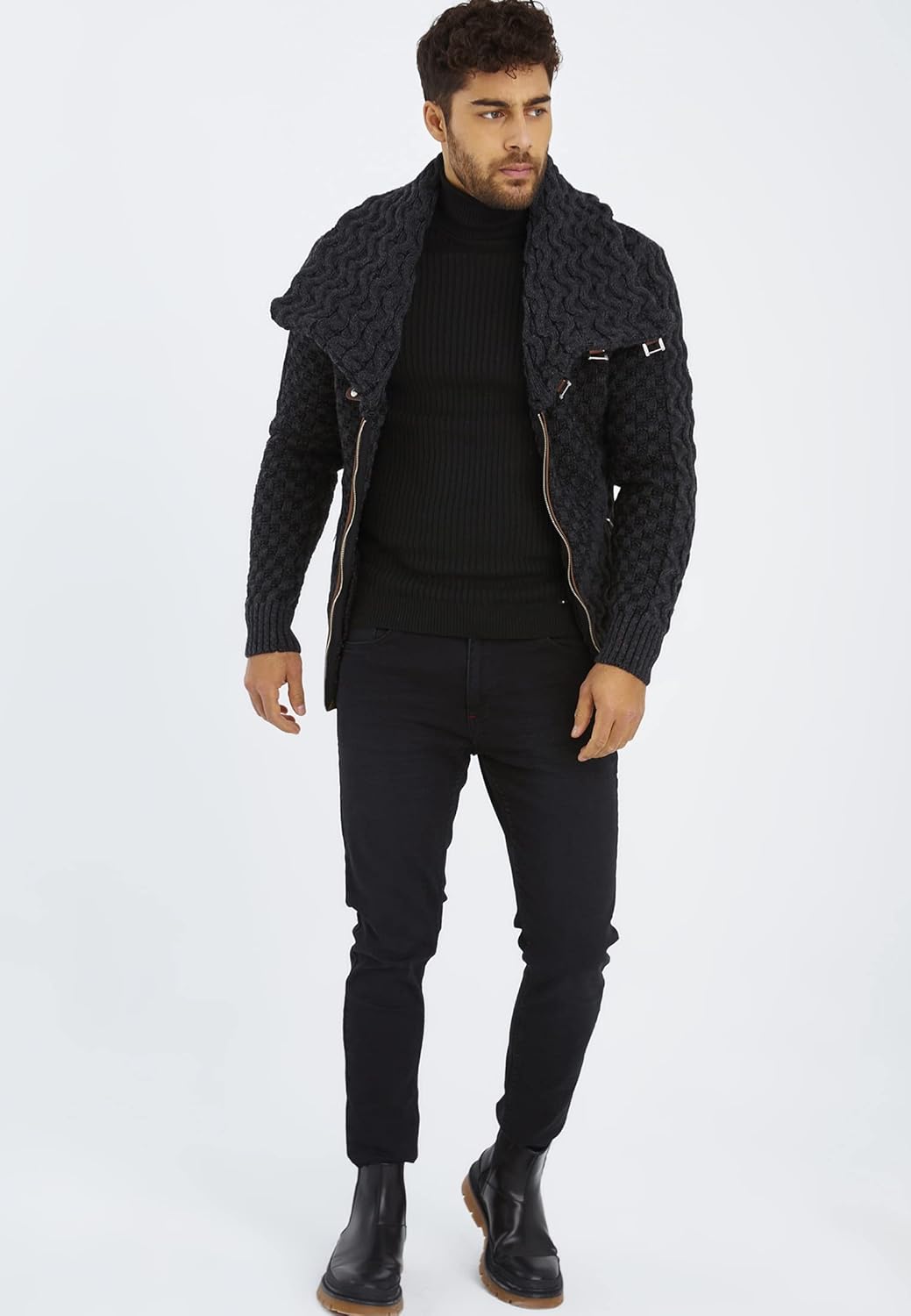 Leif Nelson Herren Strickjacke mit Reissverschluss in Regular Fit, Männer Cardigan in Langarm Design