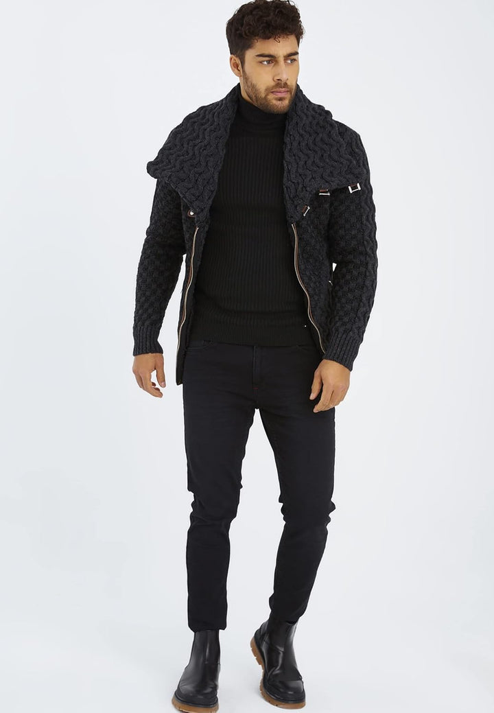 Leif Nelson Herren Strickjacke mit Reissverschluss in Regular Fit, Männer Cardigan in Langarm Design