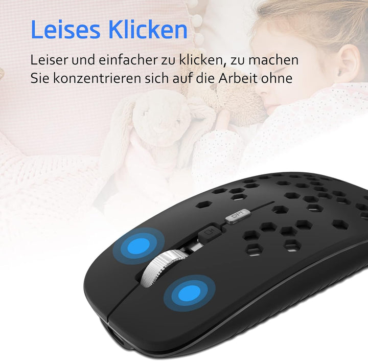 LED Bluetooth Maus Jiggler kompatibel mit Laptop/iPad/iPhone/Mac/PC/Tablet, Wiederaufladbare Leise M