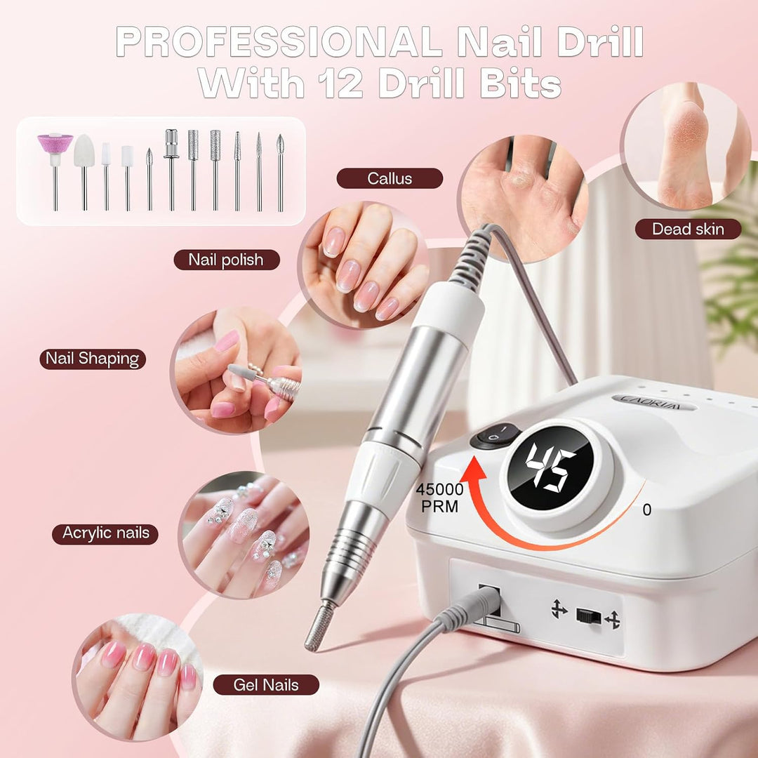 Cadrim Nagelfräser, 45000 U/min Nagelfräser für Gelnägel, Elektrische Nagelfeile Maniküre Pediküre S