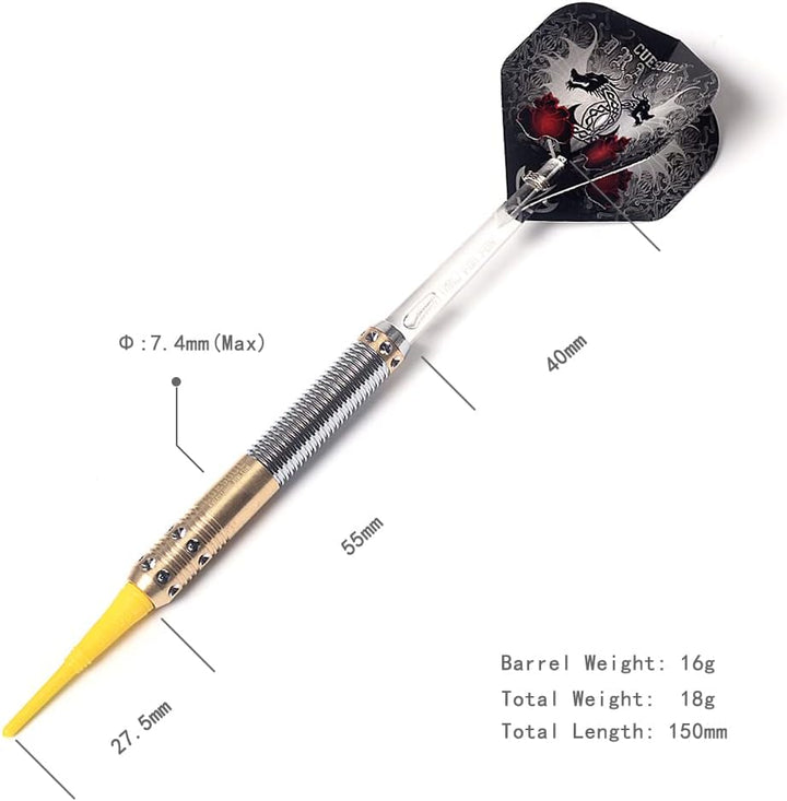 Cuesoul 16 Grams Deluxe Soft Tip Darts Set with Luxury Case（Dragon Series） JL-STL-B1107+D601, JL-STL