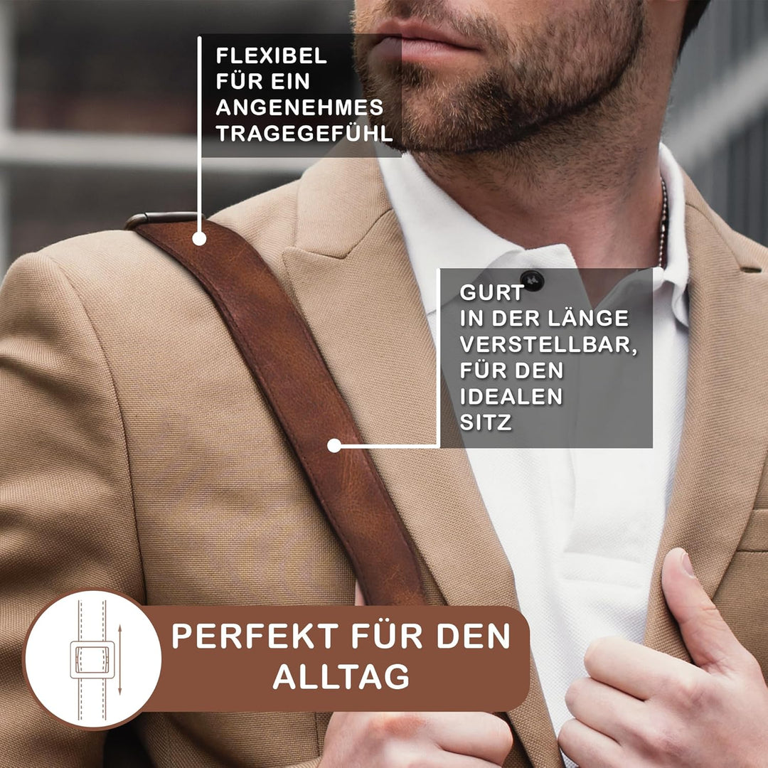 STILORD 'Tom' Vintage Leder Umhängetasche für Studium Uni Büro Arbeit 15 Zoll Laptoptasche DIN A4 Sc