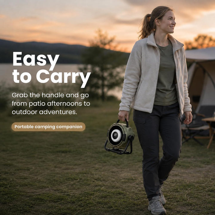 WHATOOK Akku Camping Ventilator 20000mAh Tischventilator mit Fernbedienung | USB-C-Ladung, Powerbank