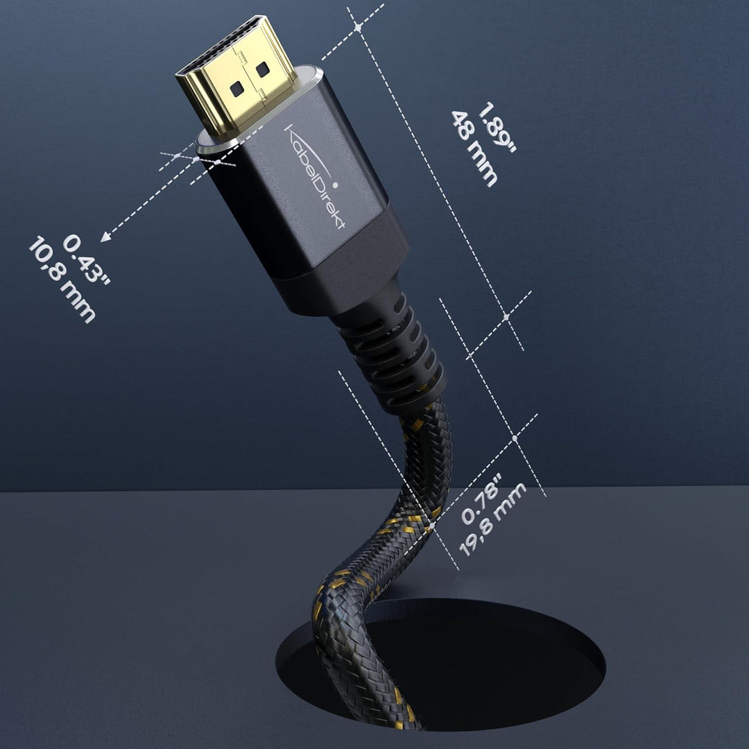 KabelDirekt – 8K/4K HDMI-2.1-Kabel – 4m – bruchfeste Metallstecker und Braiding-Ummantelung (8K@60Hz