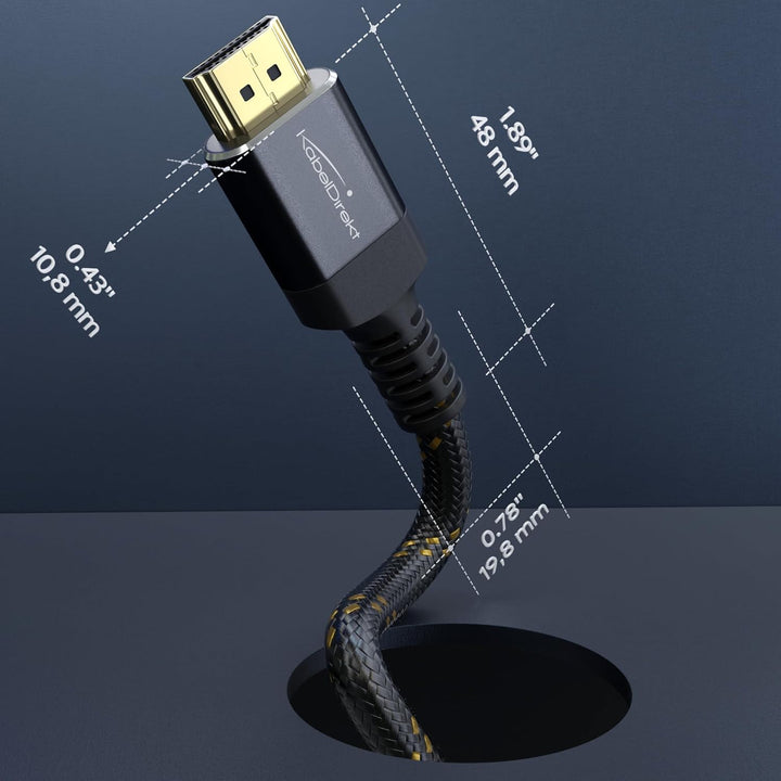 KabelDirekt – 8K/4K HDMI-2.1-Kabel – 4m – bruchfeste Metallstecker und Braiding-Ummantelung (8K@60Hz