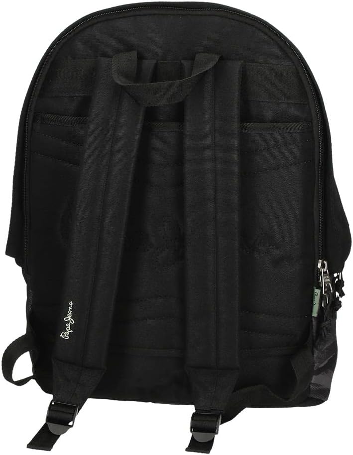 Pepe Jeans Davis Rucksack für Laptop, Doppelfach, 15,6 Zoll, Schwarz, 31 x 44 x 17,5 cm, Polyester,