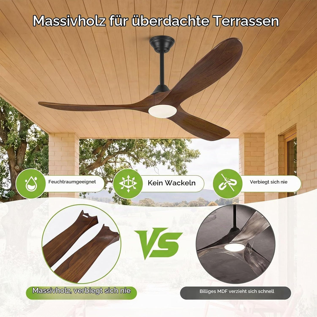 106cm Holz Deckenventilator mit Licht, rustikaler Bauernhaus-Deckenventilator mit Fernbedienung, rev