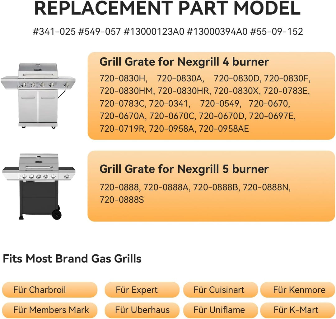 43,2 × 67 CM Edelstahl Grillroste für Nexgrill 4 Brenner 720-0830H 720-0670A 720-0783E 720-0958A, 5