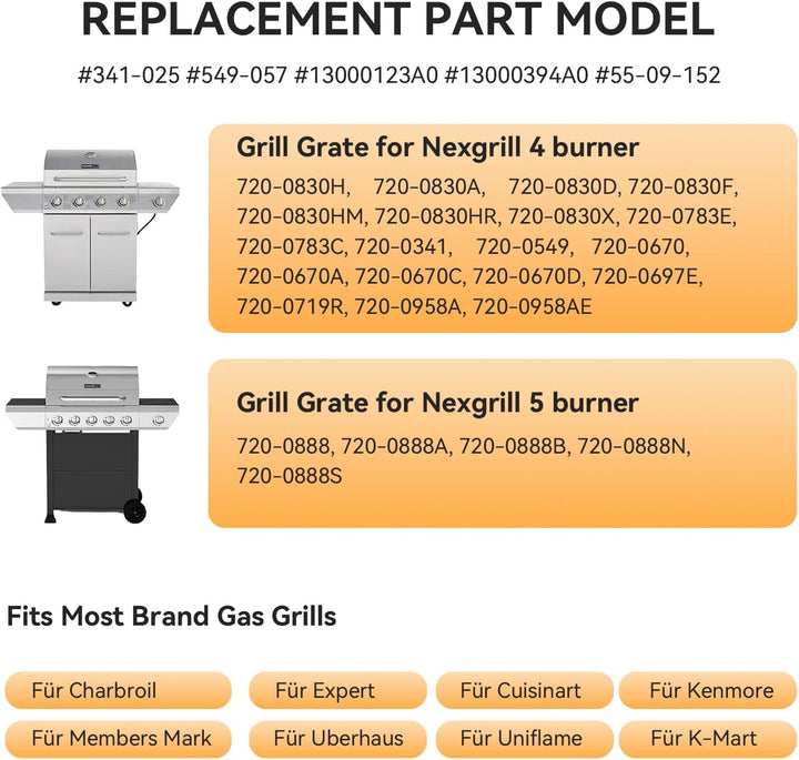 43,2 × 67 CM Edelstahl Grillroste für Nexgrill 4 Brenner 720-0830H 720-0670A 720-0783E 720-0958A, 5
