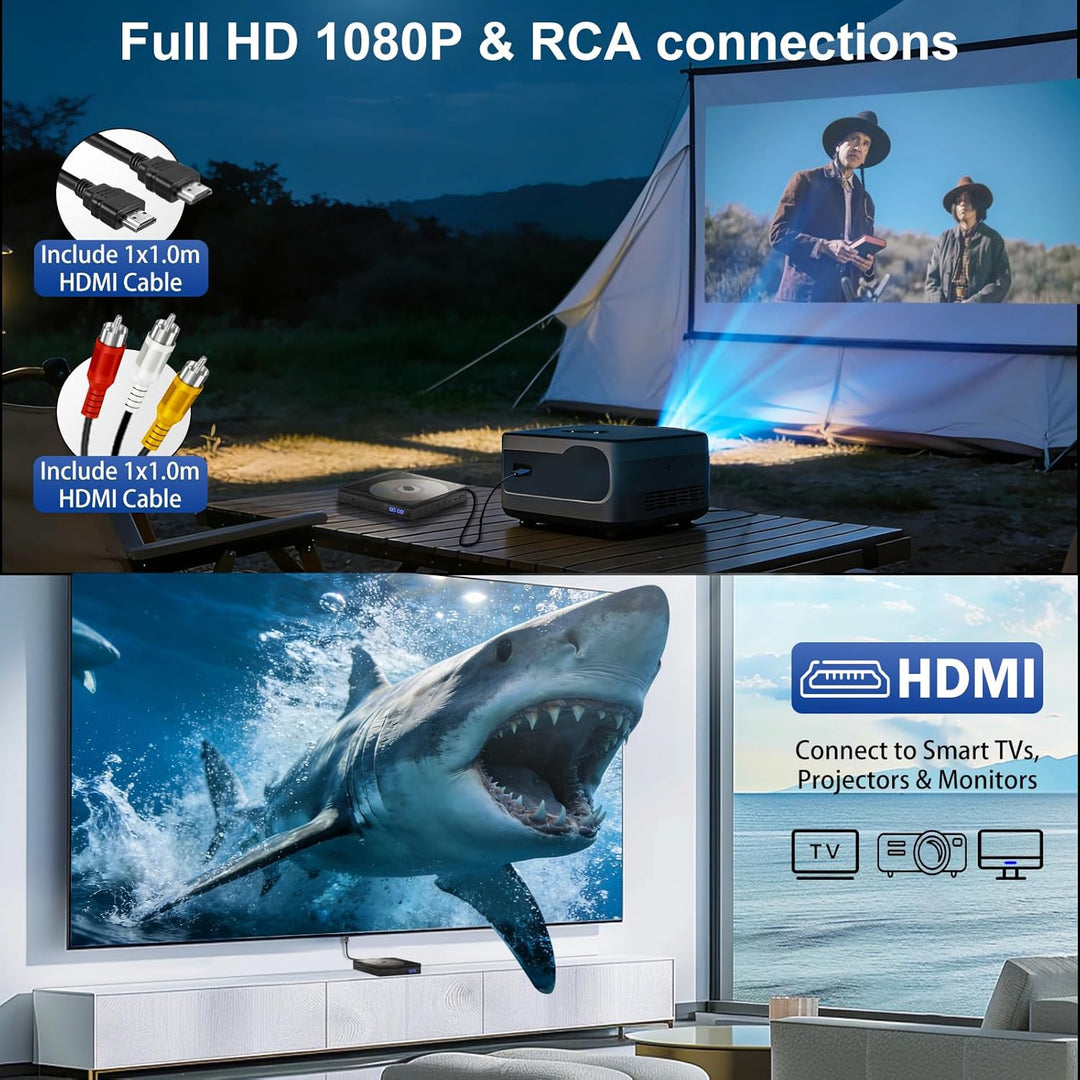 MINI DVD Player HDMI, 1080P Kleiner DVD Player für TV | Alle Regionen Frei, Speicherwiedergabe mit H