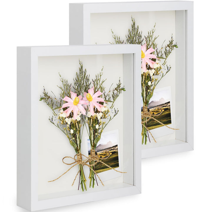 2er 3D Bilderrahmen zum Befüllen, 3D Bilderrahmen Tiefer Objektrahmen 15 x 20 cm mit Transparente Ec