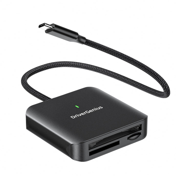 DriverGenius 3-in-1 USB-C CFast2.0 Kartenleser - mit UHS-II SD/microSD4.0-Slots, Kabellänge 30cm, HB