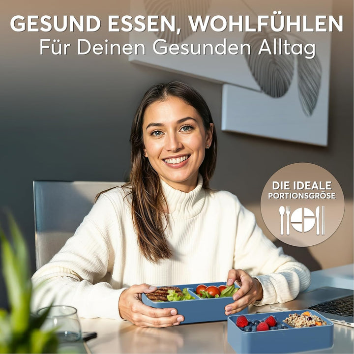 Umami All-in-1 1,2L Bento Lunchbox Erwachsene mit Besteck, 2 Saucenbehältern als Brotdosen Salat, Sn