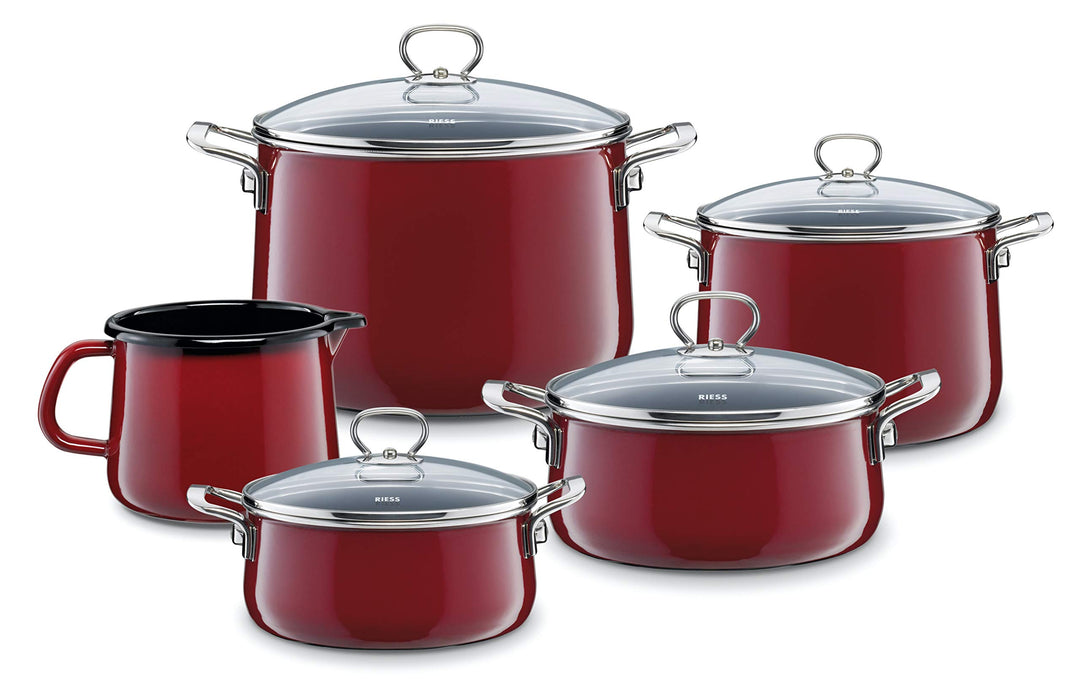 Riess, 0584-008, Familien-Set 5-teilig, NOUVELLE - ROSSO EXTRA STARK, bestehend aus: Fleischtopf mit