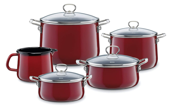 Riess, 0584-008, Familien-Set 5-teilig, NOUVELLE - ROSSO EXTRA STARK, bestehend aus: Fleischtopf mit