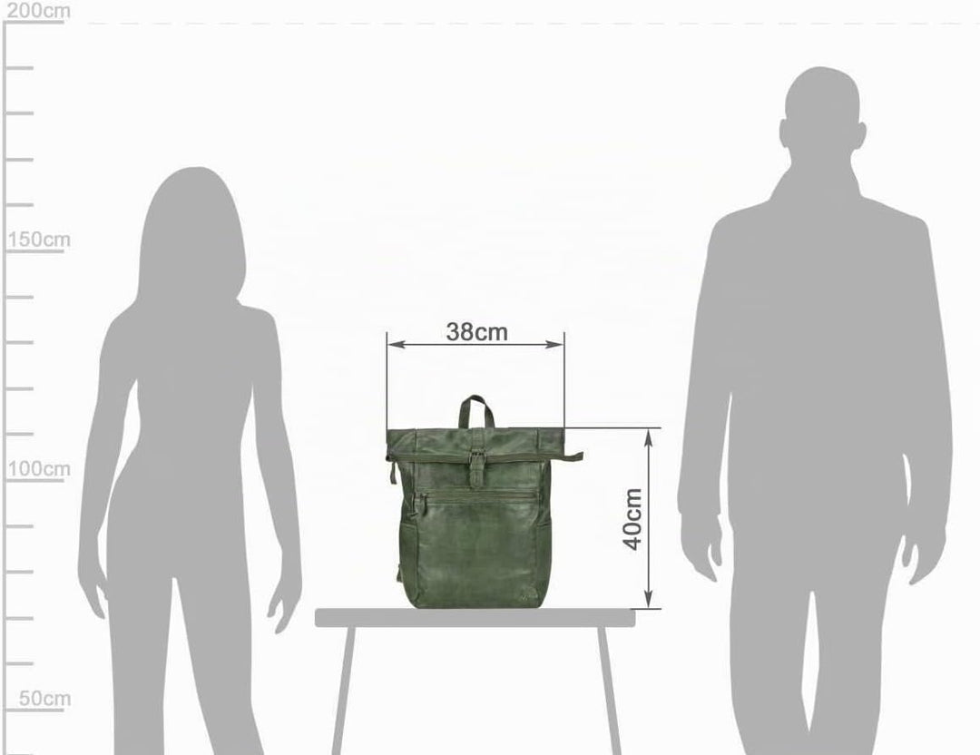 Bear-Design Rucksack Leder Damen Herren Rolltop Daypack Kurierrucksack Tagesrucksack Trekkingrucksac