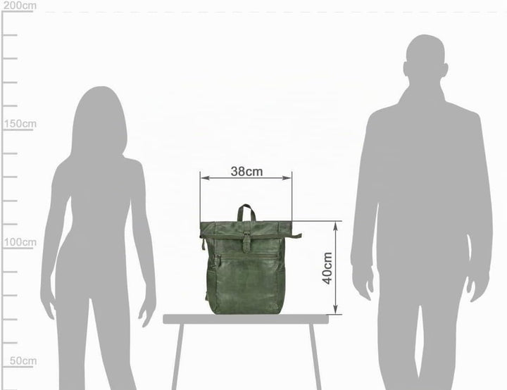 Bear-Design Rucksack Leder Damen Herren Rolltop Daypack Kurierrucksack Tagesrucksack Trekkingrucksac