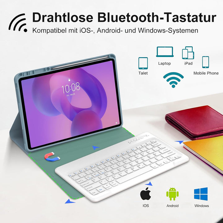 Hülle Tastatur für Lenovo Idea Tab Pro 12.7 Zoll 2025 (TB-373FU/TB-375FC) Smogblau Lenovo Idea Tab P