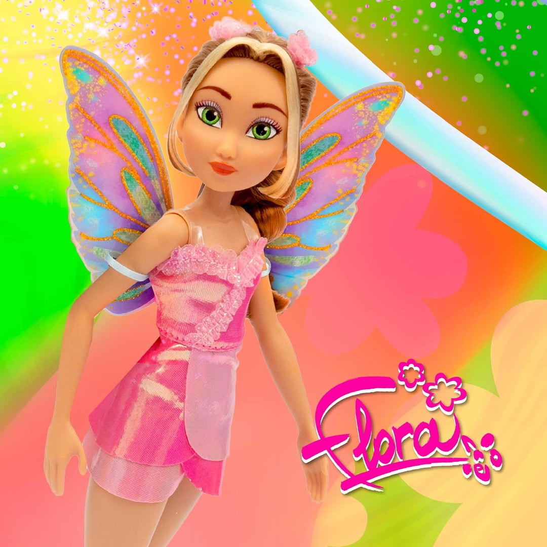 Winx Club Fairy Doll – Flora with Glitter Wings & Articulated Joints – Magical Fairy Transformation