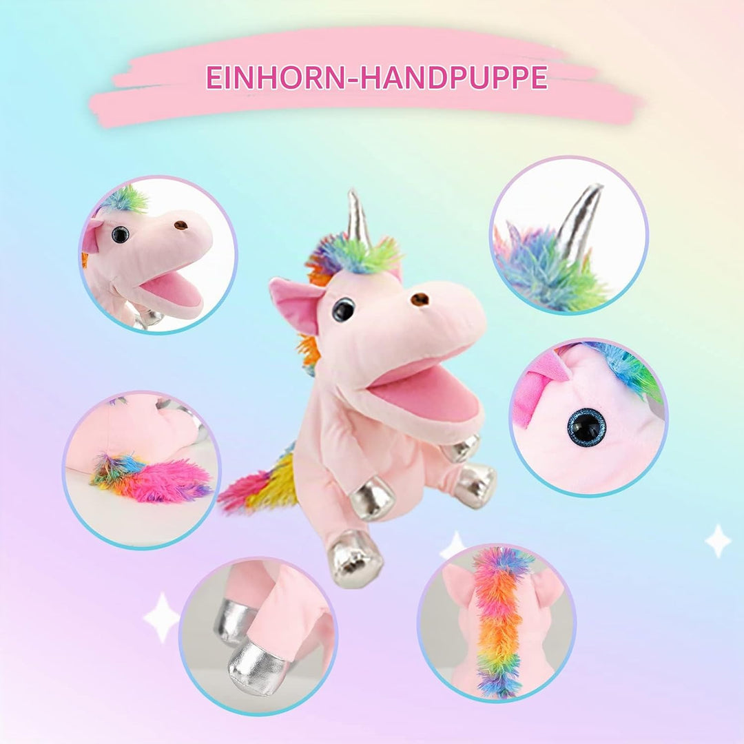 Einhorn Spielzeug Einhorn Handpuppe, Einhorn Kuscheltiere Handpuppen Einhorn Spielzeug für Mädchen,