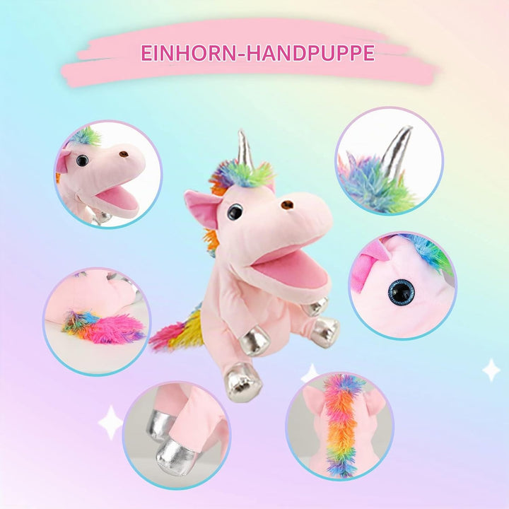 Einhorn Spielzeug Einhorn Handpuppe, Einhorn Kuscheltiere Handpuppen Einhorn Spielzeug für Mädchen,
