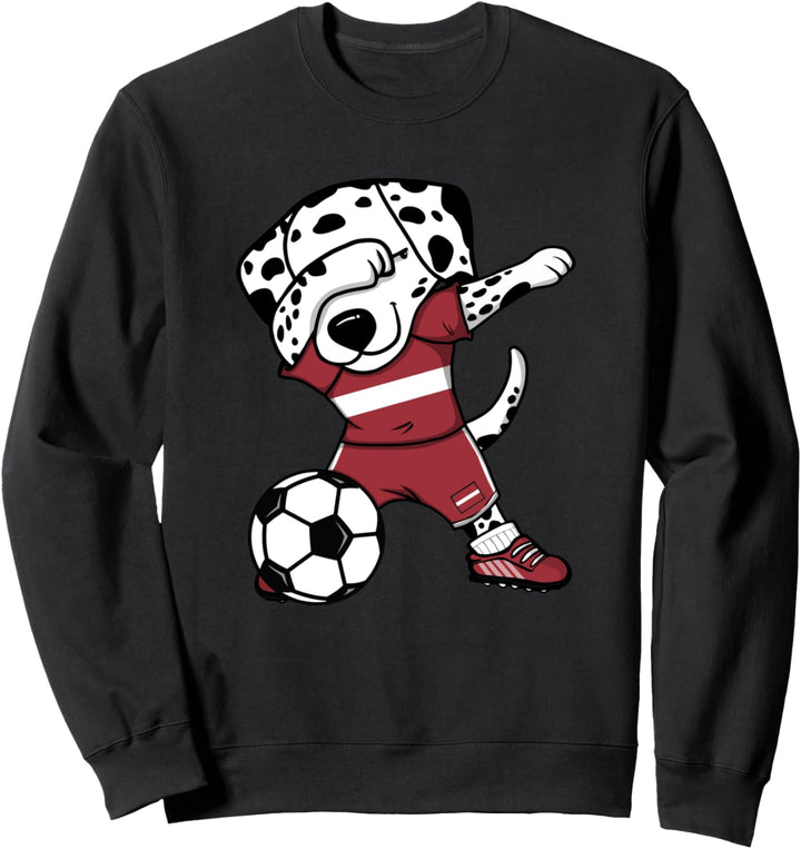 Dabbing Dalmatiner Hund Lettland Fussball Lettische Flagge Sweatshirt
