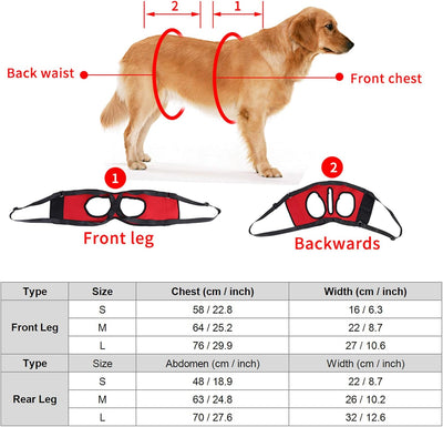 FILFEEL Hunde Tragehilfe vorne Hund Unterstützung Harness Pet Gehhilfe Heben Ziehen Weste Sling Unte