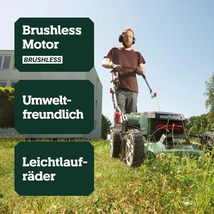 Metabo Akku-Rasenmäher mit Mulchfunktion RM 36-18 LTX BL 46 (601606650) für grosse Flächen im Garten