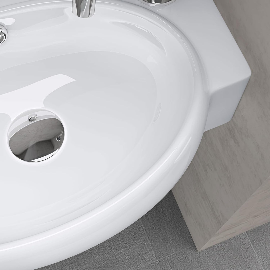 doporro Brüssel001L Hängewaschbecken aus Keramik in Weiss inkl. Nano-Versiegelung/Abperl-Effekt, Wan