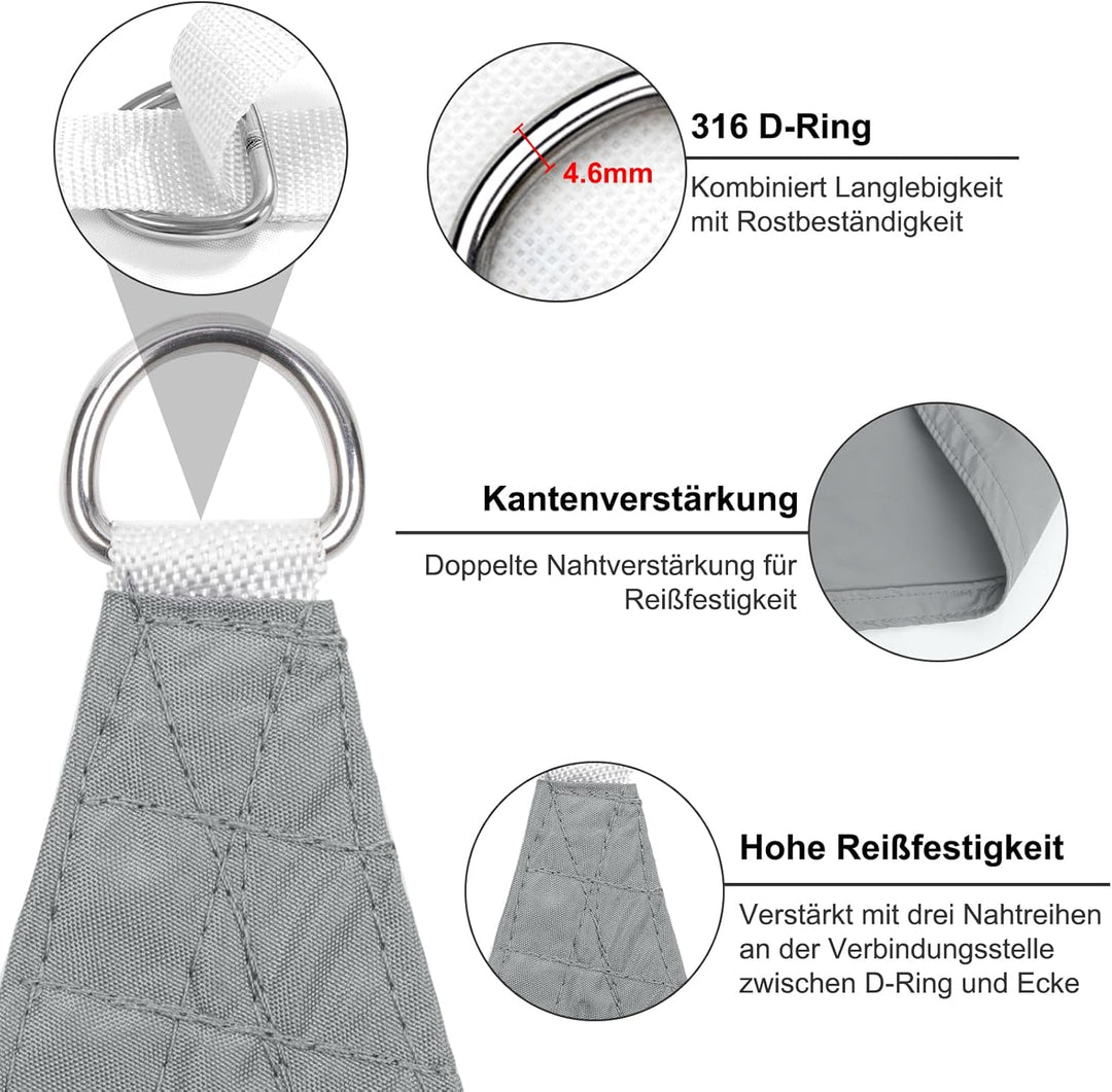 SUNNY GUARD Sonnensegel Wasserdicht 4x4x4m Dreieckig Sonnenschutz Wetterschutz Segel Baldachin UV Sc