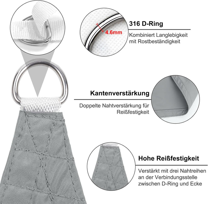 SUNNY GUARD Sonnensegel Wasserdicht 4x4x4m Dreieckig Sonnenschutz Wetterschutz Segel Baldachin UV Sc
