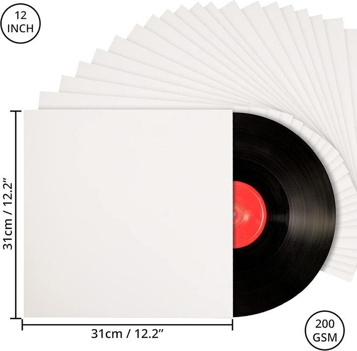 Belle Vous Weisse Schallplatten Hüllen Vinyl Hüllen 12 Zoll (25 Stk) – LP Hüllen 31x31cm – LP Schutz
