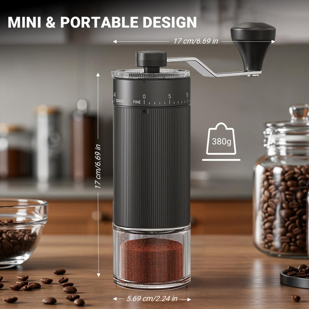 Mini Manuelle Kaffeemühle mit 40 einstellbaren Stufen, Tragbare Manuelle Handkaffeemühle mit 30g Kap