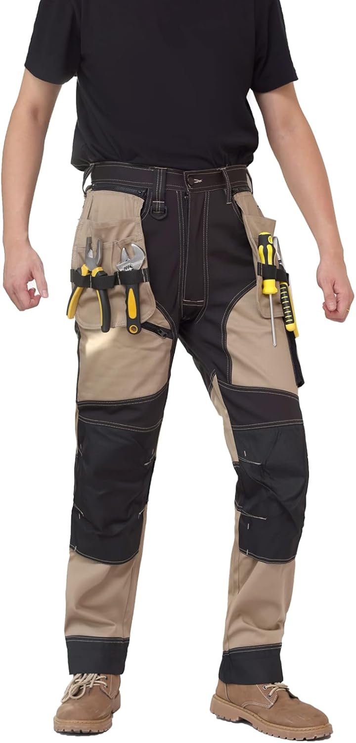 WORK IDEA Arbeitshosen männer, Hose mit multifunktionalen Taschen, Hose mit abnehmbaren Flugtaschen,