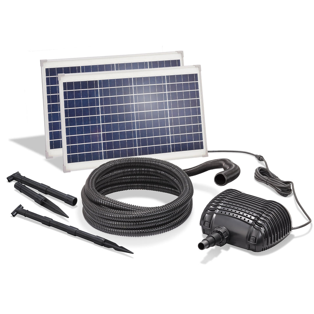 Solar Bachlaufset 70W Solarmodul 3400 l/h Förderleistung 3m Förderhöhe inkl. 5m Schlauch 32mm Bachla