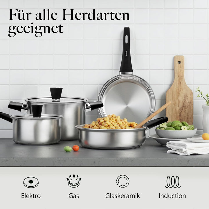 Topfset 6-Teilig Kochtopfset Induktion Töpfe Kochtopf Pfannenset Edelstahl Cookware Set Mit Deckel V