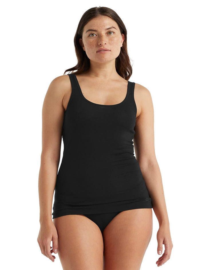 Icebreaker Damen Shirt Womens Siren Tank Fern, Schwarz
