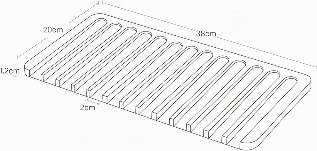 Yamazaki 7448 FLOW Abtropfmatte aus Silikon, schwarz, Silikon, minimalistisch, 38 x 20 x 1.2 cm, Sch