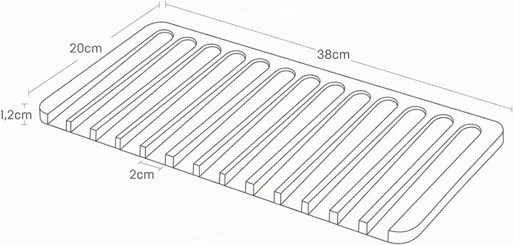 Yamazaki 7448 FLOW Abtropfmatte aus Silikon, schwarz, Silikon, minimalistisch, 38 x 20 x 1.2 cm, Sch
