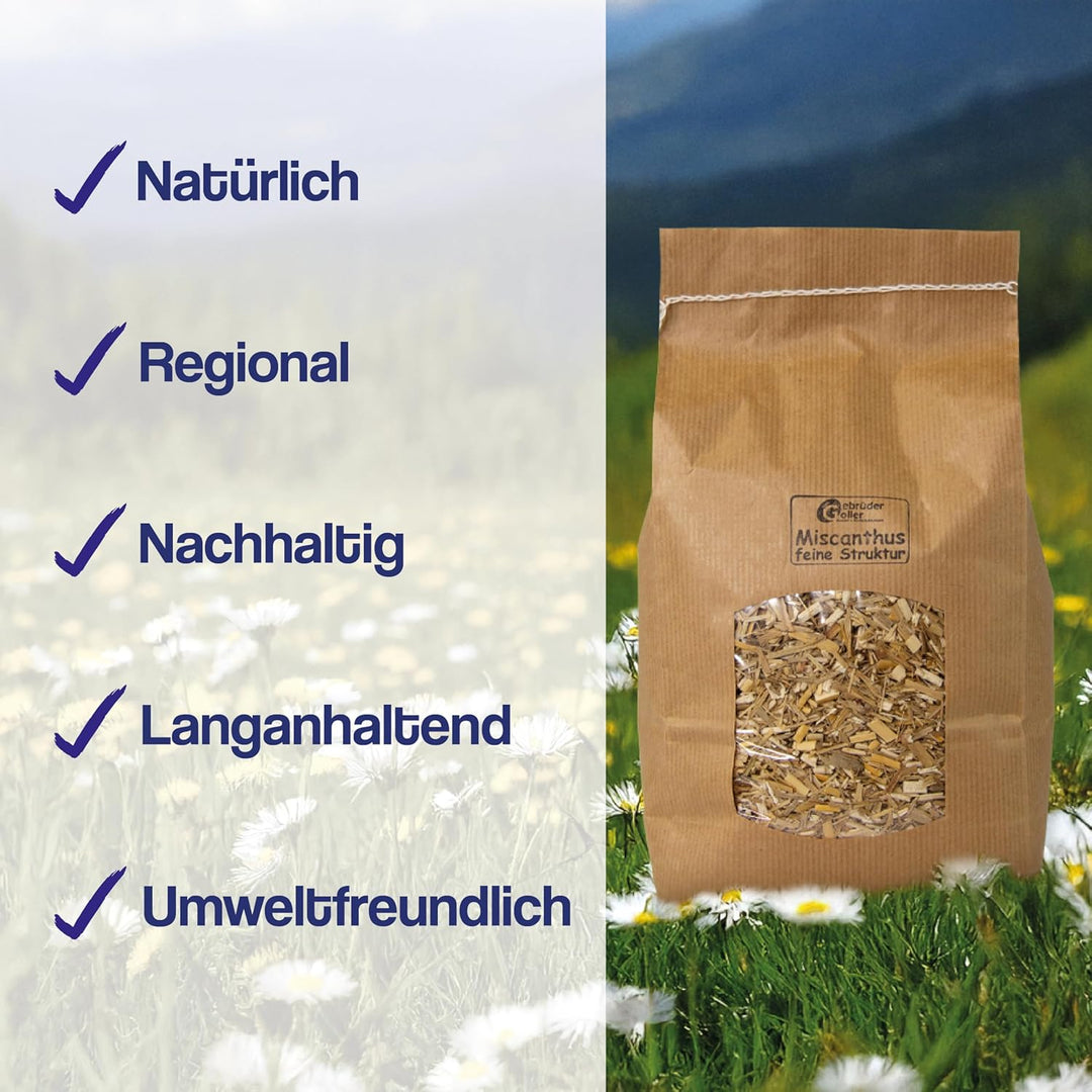 Gebrüder Goller Bio Miscanthus Einstreu 140 Liter - Staubarm &amp; Saugstark - Einstreu für Kleintiere w