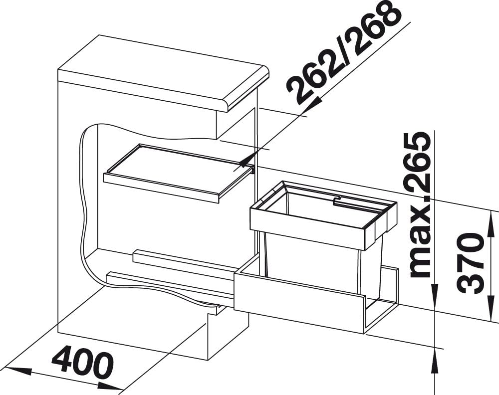 BLANCO Flexon II 30/1, Abfallsystem für die Mülltrennung in der Küche, mit einem Mülleimer (19 l), z