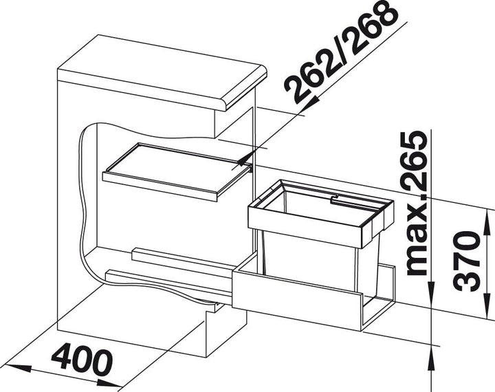 BLANCO Flexon II 30/1, Abfallsystem für die Mülltrennung in der Küche, mit einem Mülleimer (19 l), z