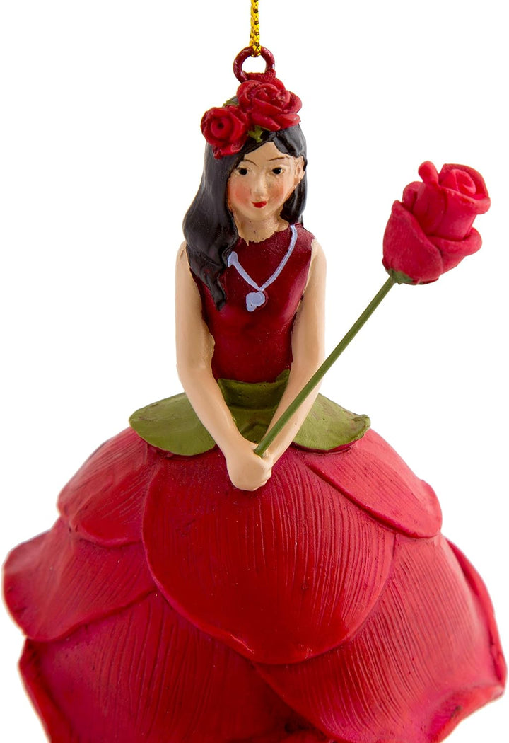Blumenmädchen Gloria Rose Rot Dekofigur Blumen Garten Figur für Innen (Rot), Rot