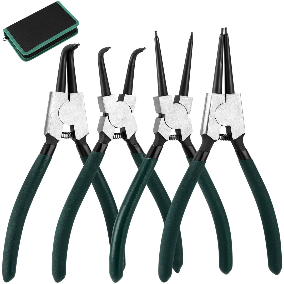 LEAZZLE 4 Stück 180mm Sprengringzangen Set, Sicherungsringzange Set mit Tasche, Gerade Sicherungsrin