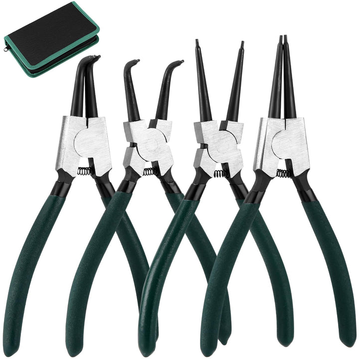 LEAZZLE 4 Stück 180mm Sprengringzangen Set, Sicherungsringzange Set mit Tasche, Gerade Sicherungsrin